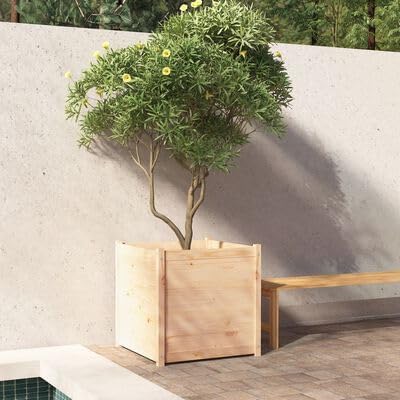 Wooden Garden Planter Box Outdoor Raised Garden Bed Garden Yard Wood Box for Vegetables Flowers Herbs and Succulents 27.6x27.6x27.6 Solid Wood Pine