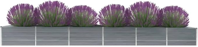 SKM Garden Raised Bed Galvanized Steel 189x31.5x17.7 Gray-70641026