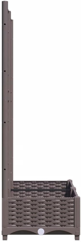 Plastic Garden Planter with Trellis Outdoor Raised Garden Bed Free-Standing Trellis Planter Box for Vine Climbing Plants Flowers Brown 31.5x15.7x47.8 PP-724