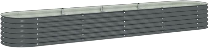 Outdoor Garden Raised Bed Galvanized Steel Garden Planter Box Metal Planter Box for Gardening Vegetables Flowers Herb 157.5x31.5x17.3 Galvanized Steel Gray-755