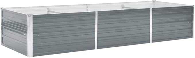 Raised Garden Bed 94.5x31.5x17.7 in Galvanized Steel Outdoor Planter Box Large Rectangular Elevated Flower Bed Modern Grey for Patio Backyard