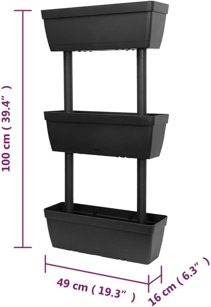 Garden Planter 6 pcs 39.4 Anthracite TPR Weatherproof UV-Proof Raised Garden Bed for Outdoor Plants Balcony &amp Terrace Gardening Expandable Design