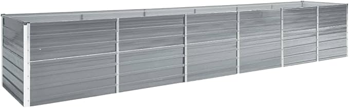 Raised Bed Grey Galvanized Steel Flower pots Flower pots Plant containers for Garden Backyard 189.0 x 31.5 x 30.3 in Durable