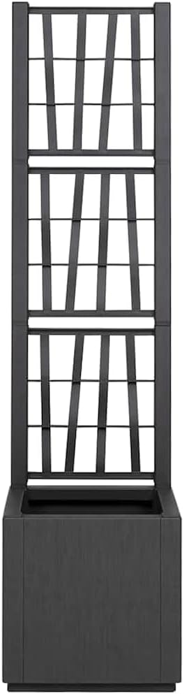Anthracite Garden Planter with Trellis 36x36x140 cm Polypropylene Raised Garden Bed for Outdoor Plants