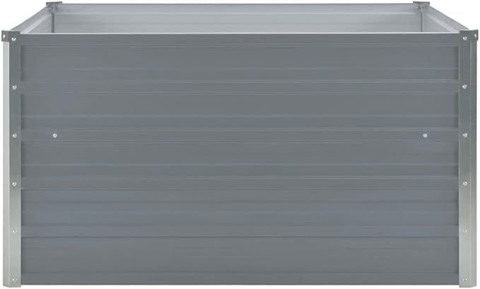 YAFF Raised Garden Bed Outdoor Square Metal Raised Bed Interior Support Brackets &amp Foldable Safety Edge Galvanized Steel Planter Box 39.4x39.4x17.7-Gray