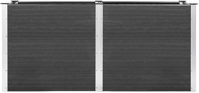 Garden Raised Bed Grey Wood Plastic Composite (WPC) Steel Large Gardening Pots &amp Planters 318096