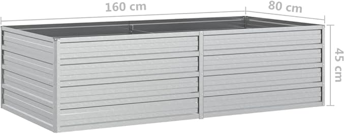 Garden Raised BedOutdoor Planting BoxesHerb Garden Planter OutdoorPlant Box Patio Plantersfor FlowerHerbBackyardPatioBalcony63x31.5x17.7 Galvanized Steel Silver
