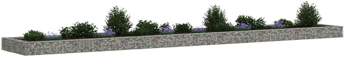 Gabion Raised Bed Silver Galvanized Steel Extra Large Outdoor Planter for Garden and Terrace 236.2 x 39.4 x 7.9 Inch Rectangular