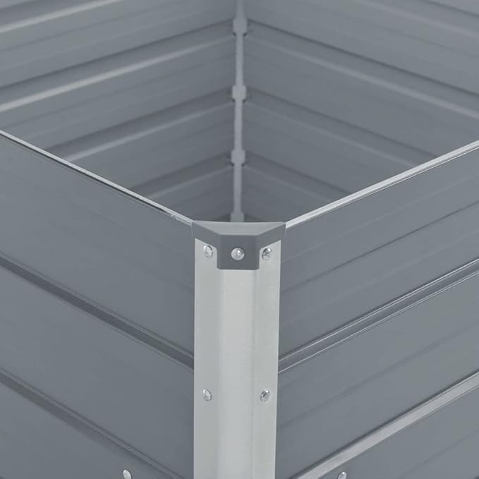 Raised Garden Bed 39.4x39.4x17.7 Galvanized Steel Gray