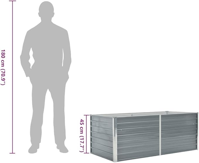 Grey Galvanized Steel Raised Garden Bed 63x31.5x17.7 Inch Rectangular Planter for Outdoor Plants Durable Weather Resistant Raised Beds for Gardening