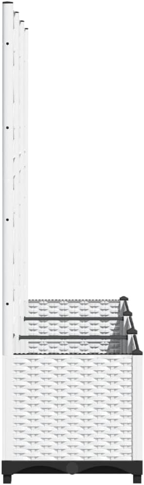 Plastic Garden Planter with Trellis Outdoor Raised Garden Bed Free-Standing Trellis Planter Box for Vine Climbing Plants Flowers White 47.2x15.7x53.5 PP-740