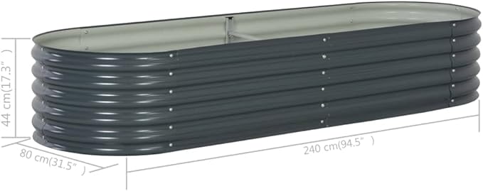 Garden Raised Bed 94.4x31.4x17.3 Galvanized Steel Gray