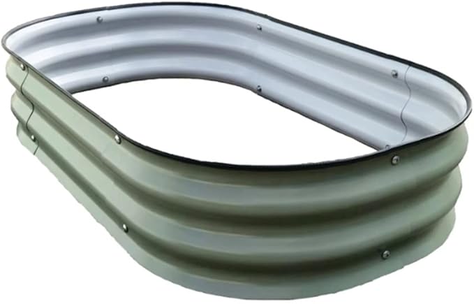 Oval Planter Raised Beds Raised Garden Bed Outdoor Galvanized Metal Planter Box Multi-Size Modular Garden Bed Kit Oval Versatile Planting (Color : Green-A Size : 105x60x20cm)