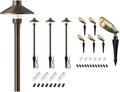 EDISHINE 4 Pack Solid Brass Tall Low Voltage Pathway Lights &amp 6 Pack Outdoor Landscape Spotlights