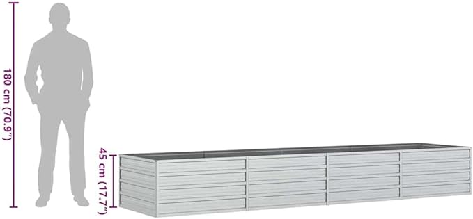 SKM Garden Raised Bed Silver Galvanized Steel LargeSilver (Weight 23.1KG)