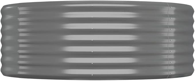 Large Oval Garden Raised Bed Grey Powder-Coated Steel 199.6x39.4x14.2 in Durable Outdoor Planter for Vegetables Flowers Herbs