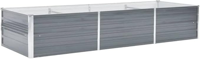 Garden Raised Bed Galvanized Steel 94.5x31.5x17.7 Gray
