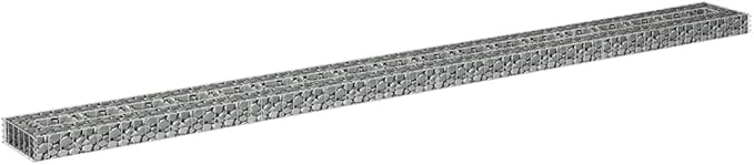 vidaXL Gabion Raised Garden Bed/Flower Planter - Silver Galvanized Steel Weather- 141.7 x 11.8 x 3.9 Durable Outdoor Patio Landscape