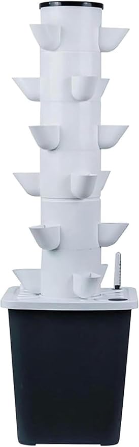 Hydroponic Culture System of Interior Hydroponic Tower 6 -Layer Vertical Culture System and 18 Plant Sites with Pump and Mobile Water Tank Adapter Planting Bed