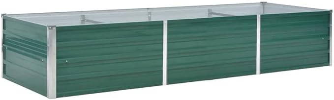 Outdoor Garden Raised Bed Galvanized Steel Metal Outdoor Garden Raised Planter Box for Flowers Vegetables Fruits Herbs Green 94.5x31.5x17.7