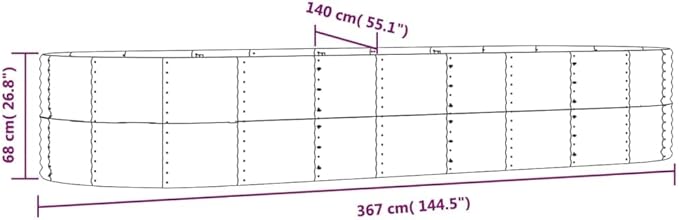 Steel Planter Garden Boxes Outdoor Garden Raised Bed Powder-Coated Steel Metal Raised Bed for Gardening Vegetables Fruits and Flowers 144.5x55.1x26.8