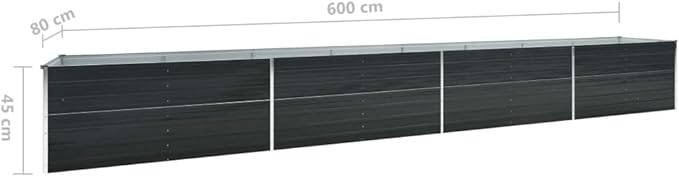 Garden Raised Bed Galvanized Steel 236.2x31.5x17.7 Anthracite