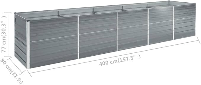 Garden Beds Outdoor Planter Cages Boxes Decorative Front Yard Garden Raised Bed Galvanized Steel 157.5x31.5x30.3 Gray for in Balcony Patio or Yard