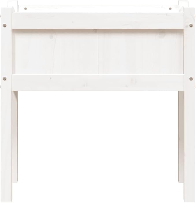 27.6 inch Rustic White Pine Wood Large Outdoor Planter Elevated Garden Box for Patios Balconies &amp Raised Flower Bed Use Solid Wooden Trough with Drainage