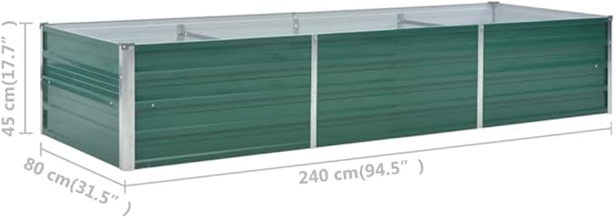 Galvanized Steel Garden Raised Bed Kit Outdoor Planter Raised Garden Boxes Metal Raised Garden Beds for Vegetables Herbs Flowers 94.5x31.5x17.7 Green-1096