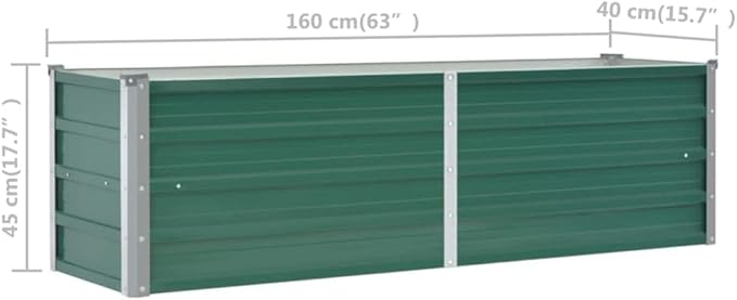YAFF Garden Raised Bed Galvanized Steel 63x15.7x17.7 Green (13.2lbs)