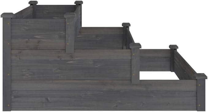 Grey Solid Fir Wood Raised Garden Bed 47.2x47.2x22.0 Inch Outdoor Planter Box for Vegetables Herbs Flowers Breathable Material Rustic Style