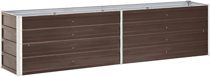 Garden Raised Planter Raised bedsGalvanized PlanterFlower BedTroughMetal PlanterRaised Garden BedBed Galvanized Steel 94.5x15.7x17.7 Brown