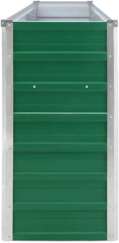 vidaXL Garden Raised Bed Galvanised Steel Rectangular Garden Planter for Flowers and Planters Bottomless Raised Flower Bed Weather-Resistant Green 126x15.7x30.3