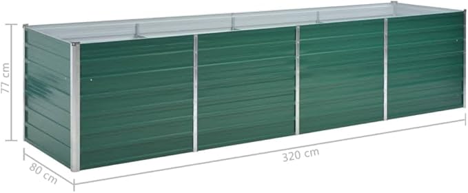vidaXL Large Garden Raised Bed 126x31.5x31.3 Galvanized Steel Outdoor Planter Box Green Ideal for Plants Vegetables Herbs and Flowers