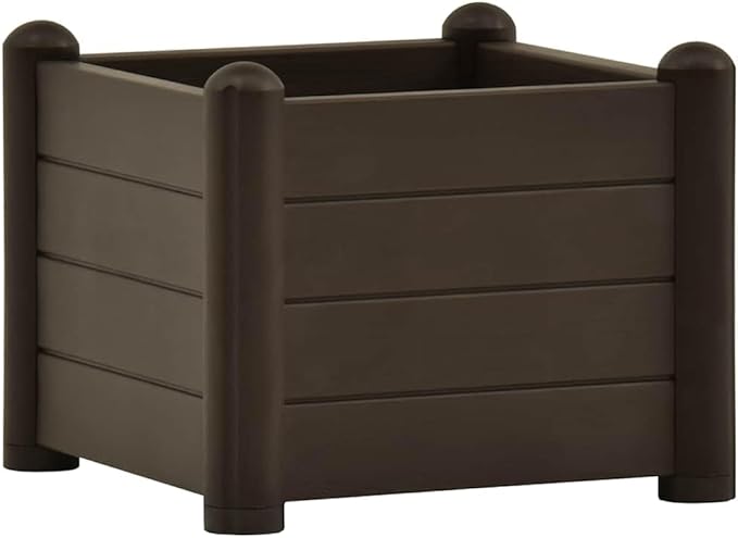 Raised Bed Mocha Polypropylene 16.9 in Raised Bed Square Gardening Pots &amp Planters 313972