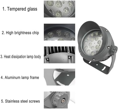 Landscape spotlights for Outdoor use Landscape Lights – LED spotlights AC 85-265V 180° Adjustable Bracket Ground Light Waterproof IP65 Ground Spotlight Green-9W