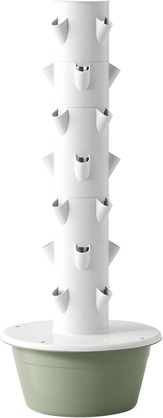 Hydroponics Growing System Vertical Tower with Automated Aeroponics and LED Grow Lights for Indoor Herb Garden