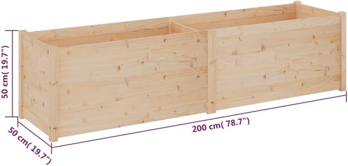 Large Solid Wood Pine Planter Box for Outdoor Gardening - 78.7 Raised Flower Bed for Plants Vegetables - Garden Planting Trough