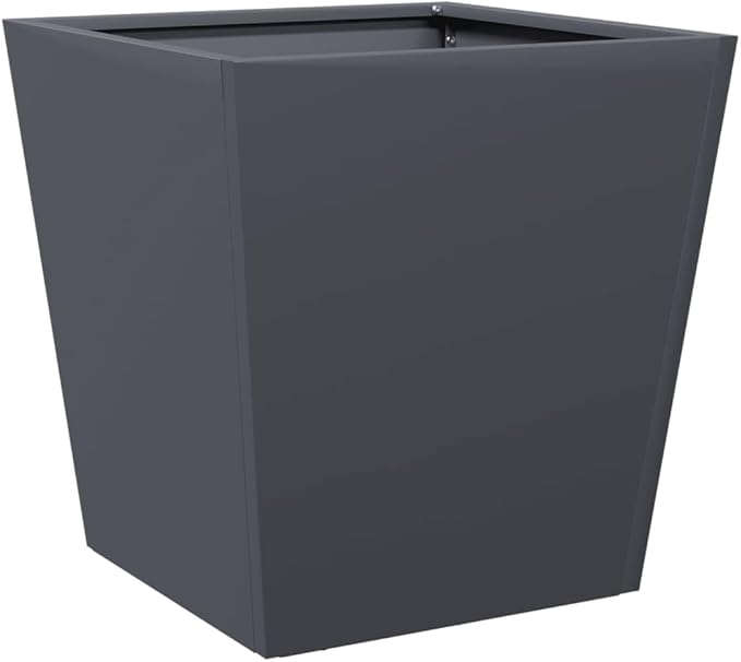2-Pack Anthracite Steel Square Raised Planters 15.7 in Durable Cold-Rolled Elevated Garden Beds Outdoor for Balcony Patio &amp Yard