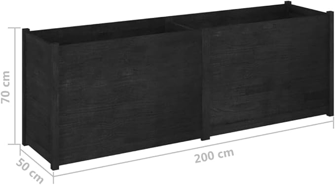 Garden Planter Black 78.7x19.7x27.6 Solid Pinewood Raised Garden Bed Outdoor Planters for Flowers &amp Vegetables Durable &amp Weather-Proof
