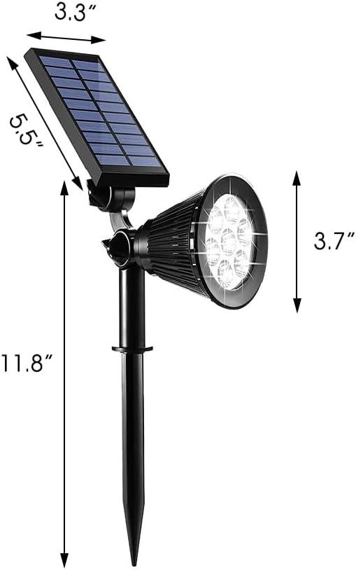 Solar Lights Outdoor Solar Spot Lights Waterproof IP65 7 LED 2 in 1 Adjustable Solar Powered Landscape Spotlights Auto On/Off Solar Powered Garden Yard Lights for Outside Landscape (4 White)