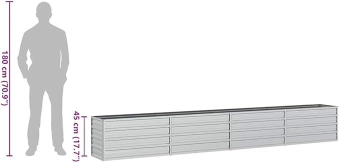 Garden Raised Bed Silver Galvanized Steel Large 126x16x18 Inch Outdoor Planter for Vegetables Durable Metal Garden Bed for Patio Herbs Flowers