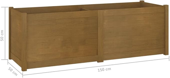 Wooden Garden Planter Box Outdoor Raised Garden Bed Garden Yard Wood Box for Vegetables Flowers Herbs and Succulents Honey Brown 59.1x19.7x19.7 Solid Wood Pine