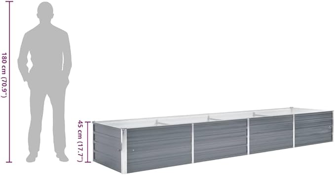 Galvanized Steel Raised Garden Bed 126 x 31.5 x 17.7 in Large Outdoor Planter Box Grey Metal Elevated Flower Bed for Patio Backyard