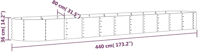Garden Planters Outdoor Planters Garden Raised Bed Powder-Coated Steel 173.2x31.5x14.2 Gray for Growing Vegetables and Flowers
