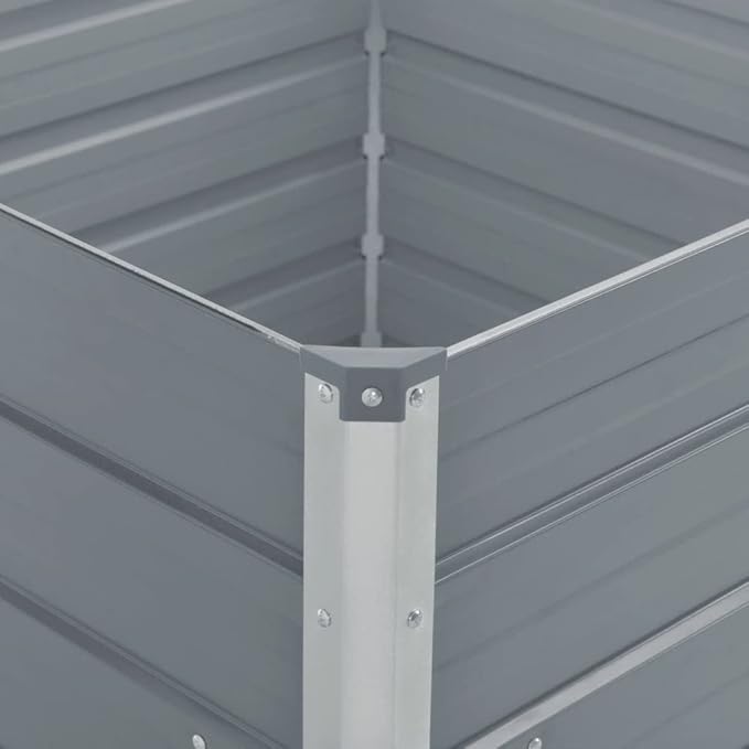 SKM Raised Garden Bed 39.4x39.4x17.7 Galvanized Steel Gray-70221026