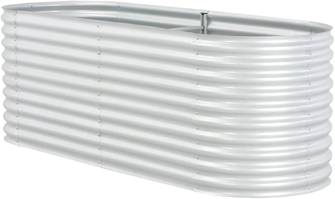 SKM Garden Raised Bed Garden Raised Bed 94.4x31.4x31.8 Galvanized Steel Silver