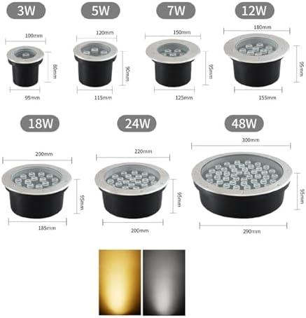 12V LED Underground Spotlight IP66 Waterproof Recessed Garden Light 7W Low Voltage Embedded Floor Lamp Outdoor Buried Landscape Lighting (Green)