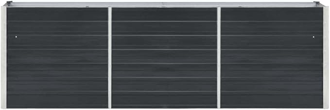 vidaXL Large Anthracite Galvanized Steel Raised Bed 94.5 X 15.7 30.3 in Weathered Finish Modern Planter Ideal for Balcony Garden Patio Outdoor Gardening Flower Pot Box Rectangular Planters