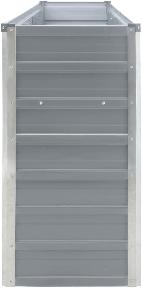 Grey Galvanized Steel Raised Garden Bed 126 x 15.7 x 30.3 in Large Rectangular Planter Box Weather Ready for Patio Balcony Outdoor Gardening